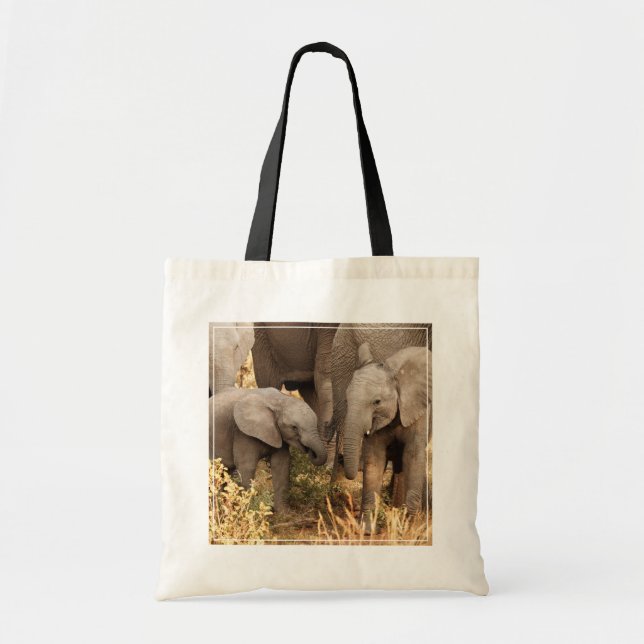 Tote Bag Animaux de bébés cutest | Deux jeunes éléphants (Devant)
