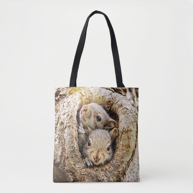 Tote Bag Animaux de bébés cutest | Écureuils curieux (Devant)