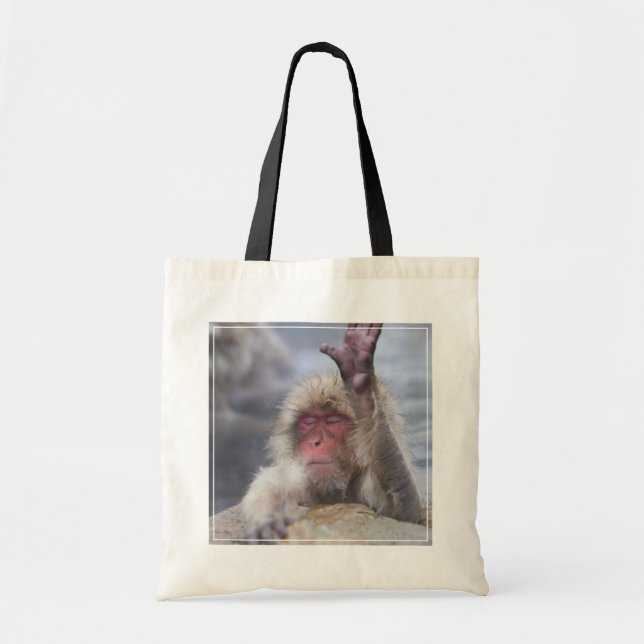 Tote Bag Animaux de bébés cutest | Face de singe de neige (Devant)