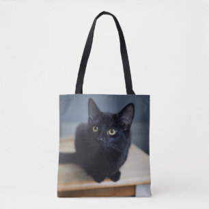 Tote Bag Animaux de bébés cutest Portrait d'un chat noir