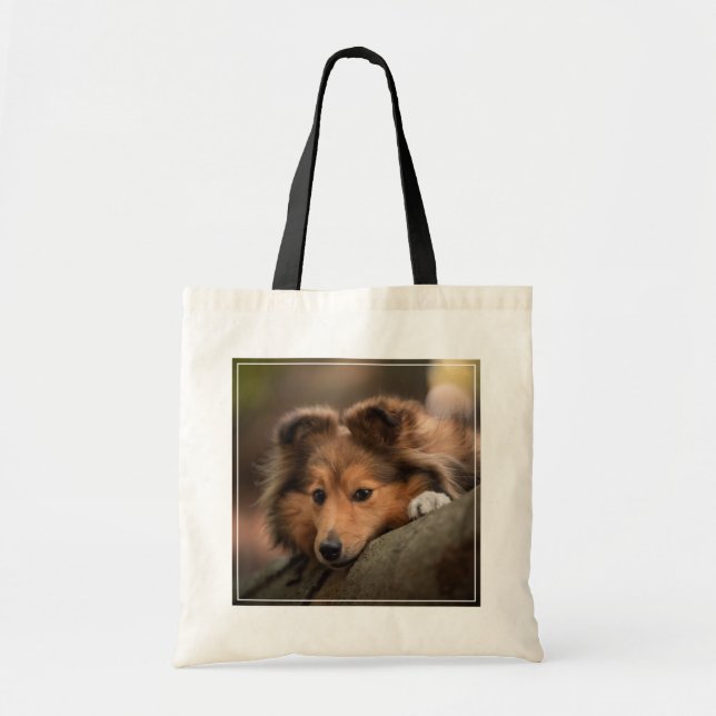 Tote Bag Animaux de bébés cutest | Shetland Sheepdog Puppy (Devant)