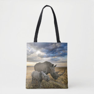 Tote Bag Animaux de bébés cutest White Rhino & Calf