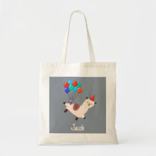 Tote Bag Animaux de fête Lama Garçons d'anniversaire Gris
