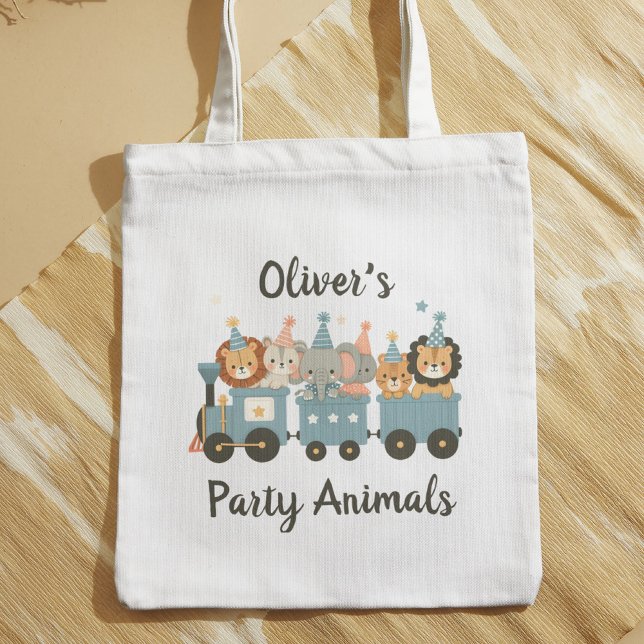 Tote Bag Animaux de fête mignons en train Personnalisé (Créateur téléchargé)