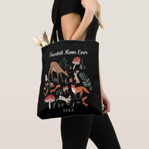 Tote Bag Animaux de la forêt de Noël noir