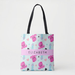 Tote Bag Animaux de mer, poulpe, méduse, Coeurs, Votre nom