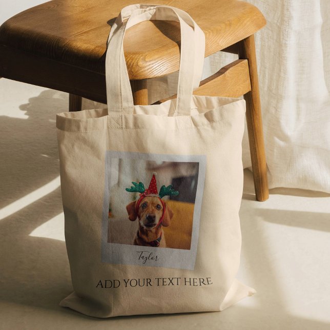 Tote Bag Animaux de Noël Chien de vacances Photo personnali (Pet Christmas Holiday Dog Photo Personalized Tote Bag)