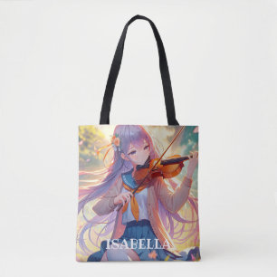 Tote Bag Anime Girl Jouer le violon Personnalisé