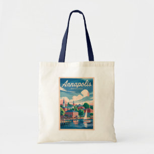 Tote Bag Annapolis Maryland Skyline Voyage Art Rétro
