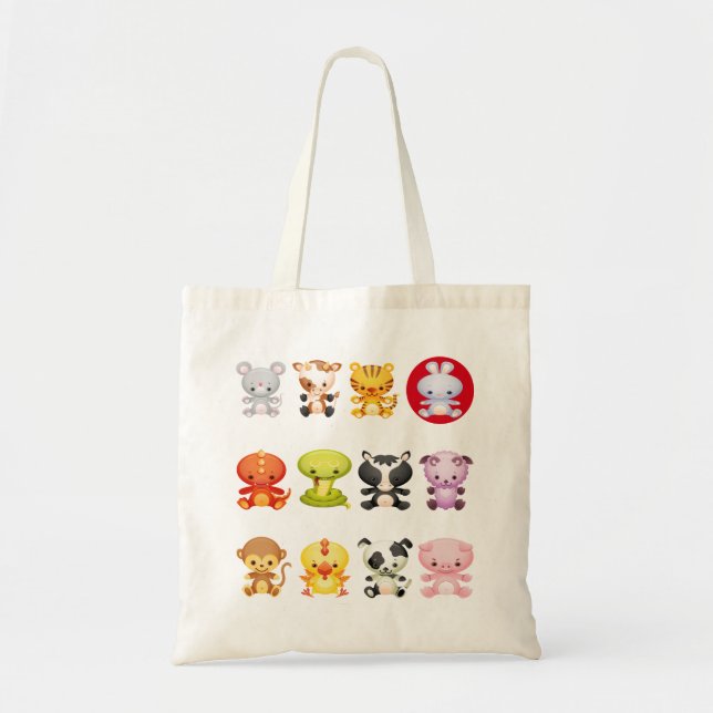 Tote Bag Année chinoise de bande dessinée de zodiaque du (Devant)