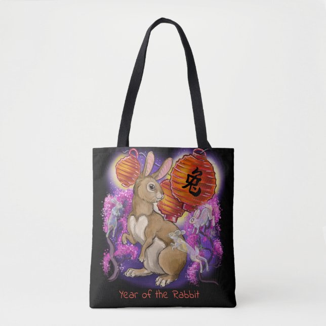 Tote Bag Année chinoise du zodiaque du lapin (Devant)