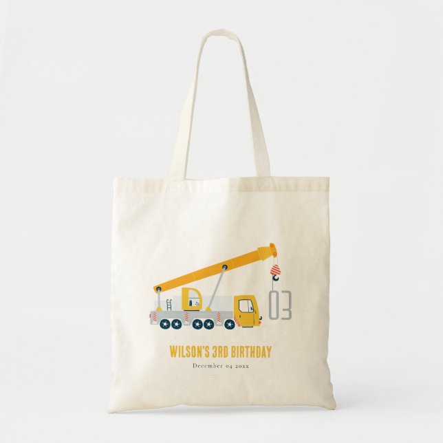 Tote Bag Anniversaire de enfant du véhicule de construction (Devant)