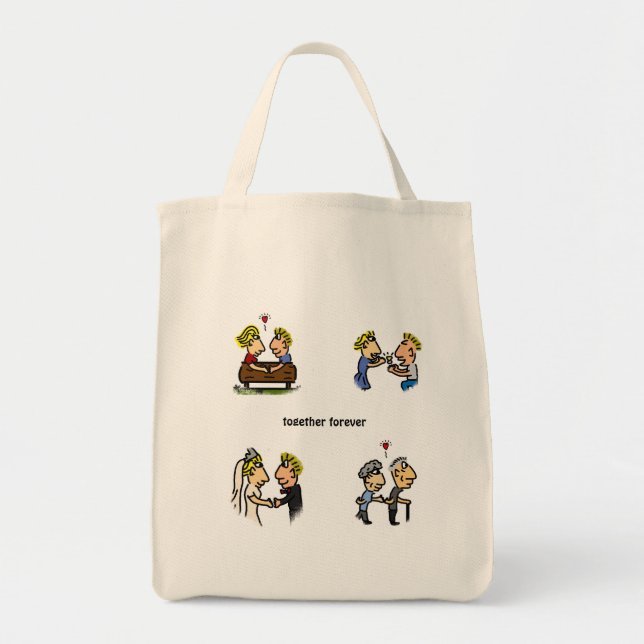 Tote Bag Anniversaire mignon Couple 🎉 Vieillir ensemble Ca (Devant)