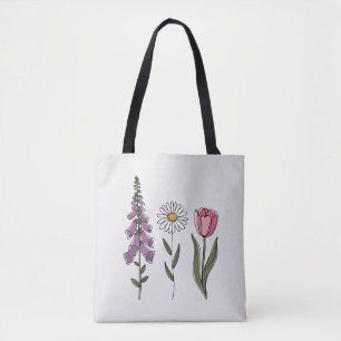 Tote Bag Anti-Trump subtil - Tulipe Daisy Foxglove III