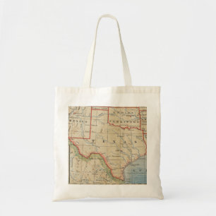Tote Bag Antique 1888 Carte du Texas avec des villes et des