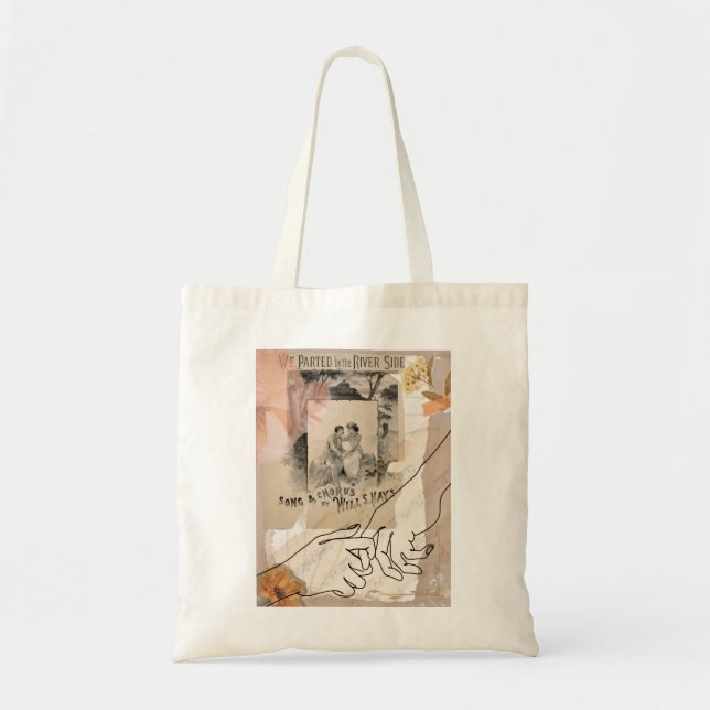 Tote Bag Antique Floral Romance Collage Riverside (Devant)