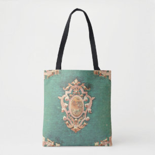 Tote Bag Antique livre laiton et vert élégant victorien