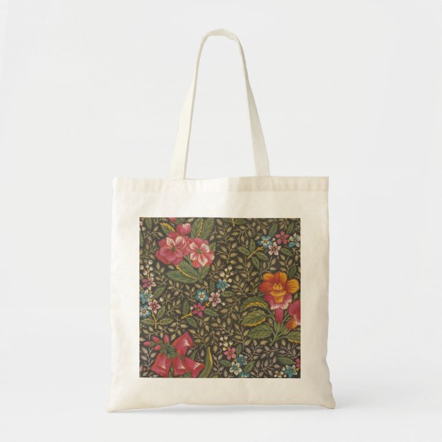 Tote Bag Antique Toile de Jouy 1800 Branches florales (Devant)