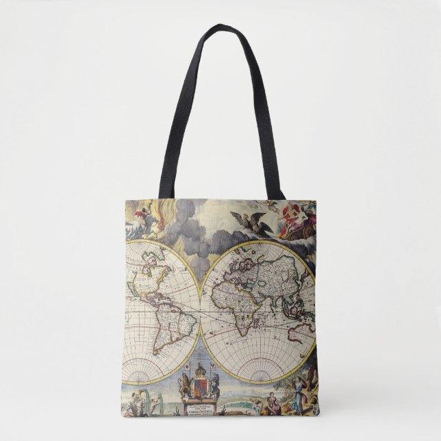 Tote Bag Antique vieille carte inspirée (4) (Devant)