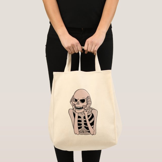 Tote Bag Anxious Skeleton Sketch (Devant (produit))