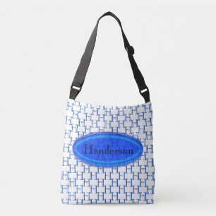 Tote Bag (ao) - Blue Namplate und Initial Tragetaschen Mit Langen Trägern