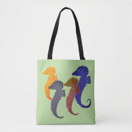 Tote Bag (ao) - Seepferde zum grünen Hintergrund Tasche