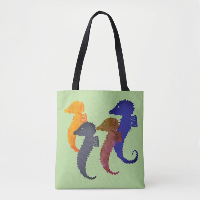 Tote Bag (ao) - Seepferde zum grünen Hintergrund Tasche (Vorderseite)