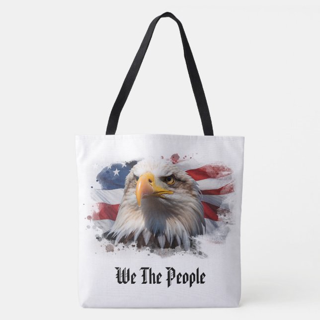 Tote Bag *~* AP27 Aigle à drapeau patriotique américain (Devant)