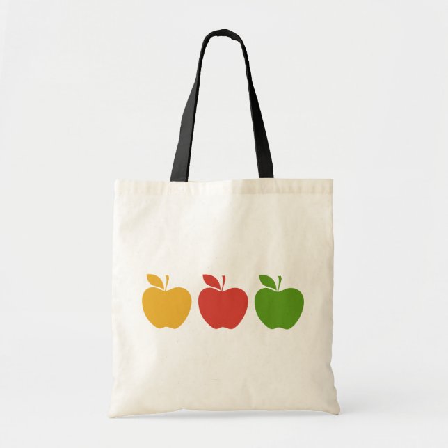 Tote Bag Apple vert rouge jaune (Devant)