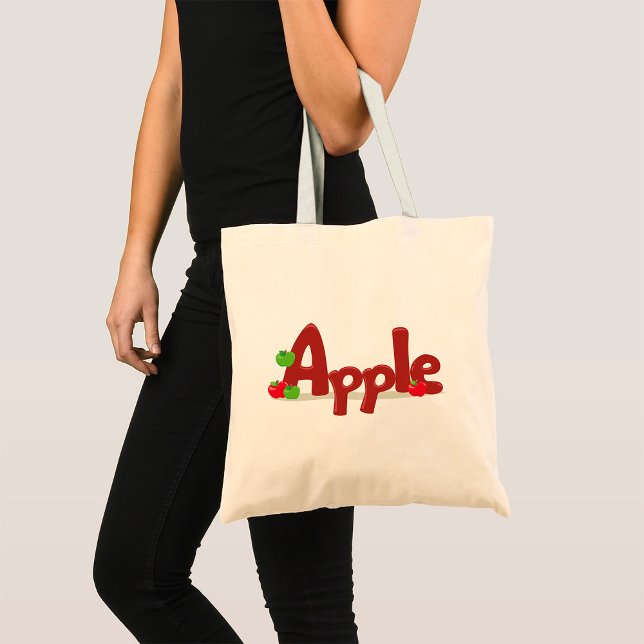 Tote Bag Apple Word Art avec des pommes rouges et vertes (Créateur téléchargé)