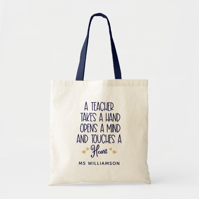 Tote Bag Appréciation de l'enseignant Or personnalisé (Devant)