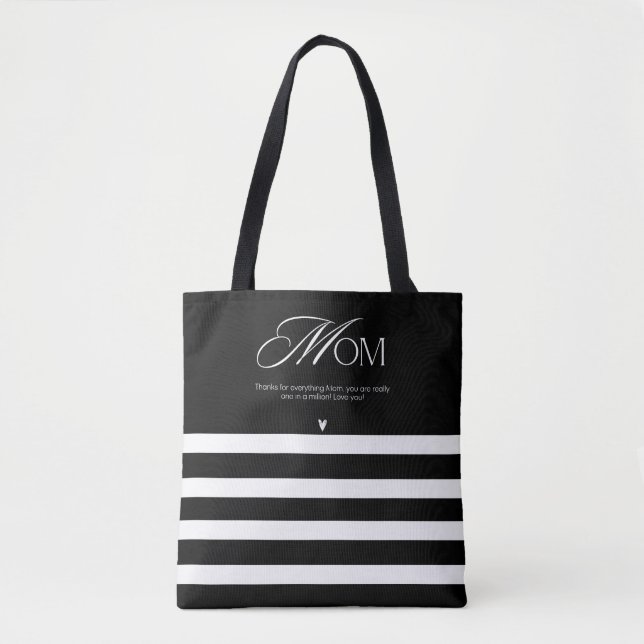 Tote Bag Appréciation de maman élégante rayée (Devant)