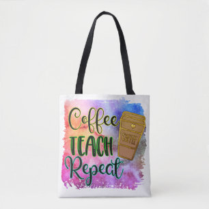 Tote Bag Apprentissage Café Répéter Retour À L'École Enseig