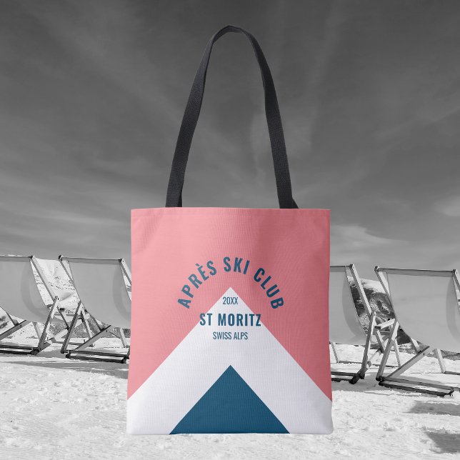 Tote Bag Après Ski Club Marine Rose Style Rétro hiver (Créateur téléchargé)