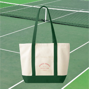 Tote Bag Après Tennis Social Club Poignée Crête Rose Verte