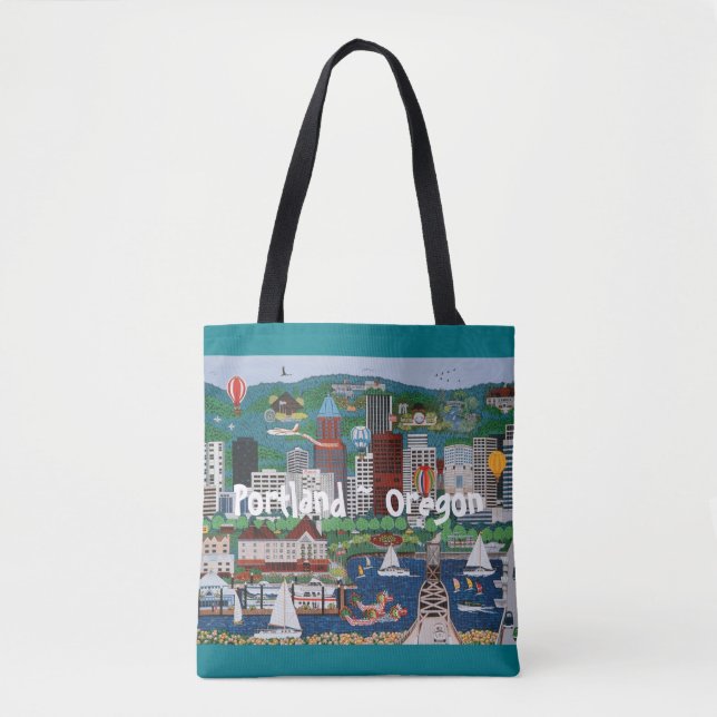 Tote Bag Aqua Fourre-tout de Portland Orégon (Devant)