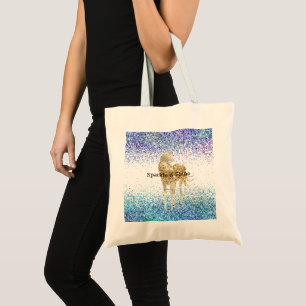 Tote Bag Aqua Purple Parties scintillant Sparkle Gold Unico