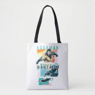 Tote Bag Aquaman Aquaman moderniste et graphique noir de