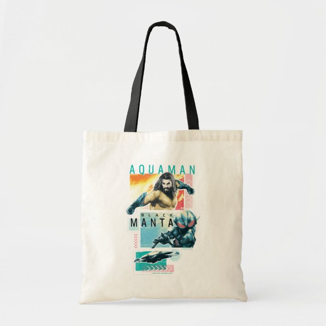 Tote Bag Aquaman | Modernist Aquaman & Black Manta Graphic (Devant)