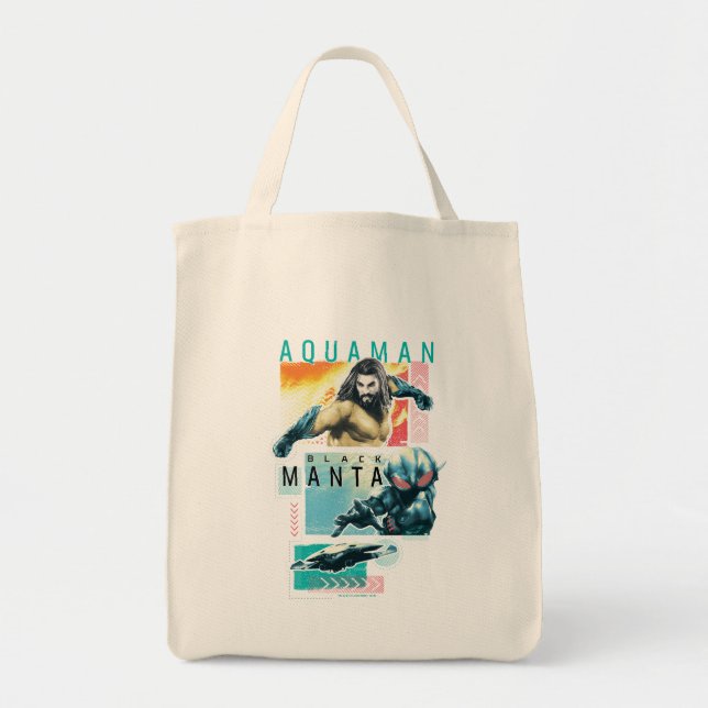 Tote Bag Aquaman | Modernist Aquaman & Black Manta Graphic (Devant)