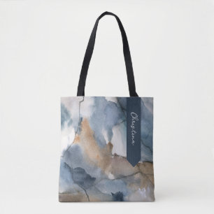 Tote Bag Aquarelle Abstraite Gris Brown marbre Motif