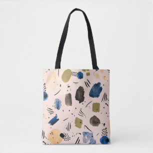 Tote Bag Aquarelle Abstraite : Motif d'encre géométrique.