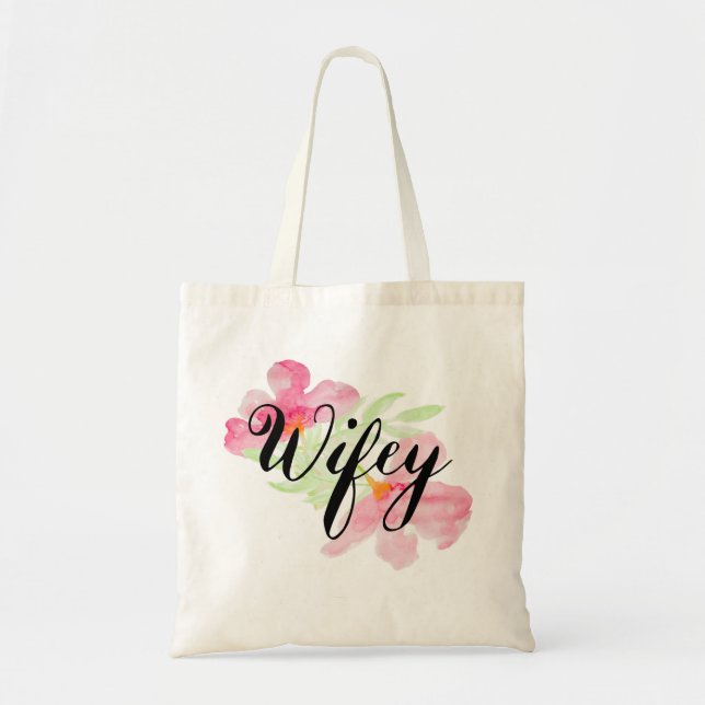 Tote Bag Aquarelle adorable Wifey graphique (Devant)
