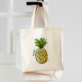Tote Bag Aquarelle ananas personnalisé