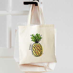 Tote Bag Aquarelle ananas personnalisé