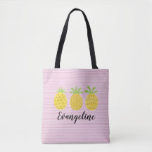 Aquarelle ananas trio avec rose rayé