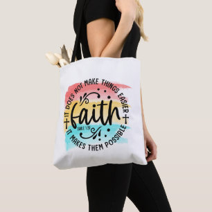 Tote Bag Aquarelle arc-en-ciel Foi Luc 1:37 Bible chrétienn
