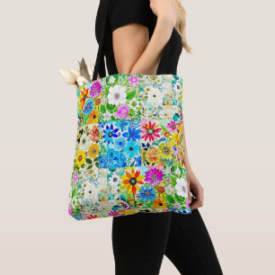 Tote Bag Aquarelle Art Patchwork Floral Fleurs