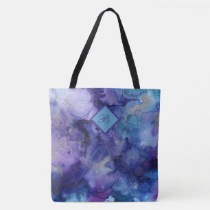Tote Bag Aquarelle Artsy dans les violons et les bleus