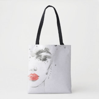 Tote Bag Aquarelle Beauté : Illustration de portrait fémini